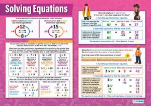 solving equations math poster – gloss paper – 33” x 23.5” – educational school and classroom posters