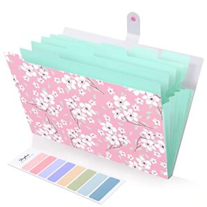 skydue expanding file folders with 8 lables, floral printed accordion document folder organizer us letter size