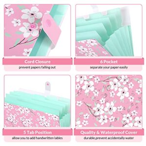 SKYDUE Expanding File Folders with 8 lables, Floral Printed Accordion Document Folder Organizer US Letter Size