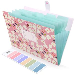 SKYDUE Expanding File Folders with 8 lables, Floral Printed Accordion Document Folder Organizer US Letter Size