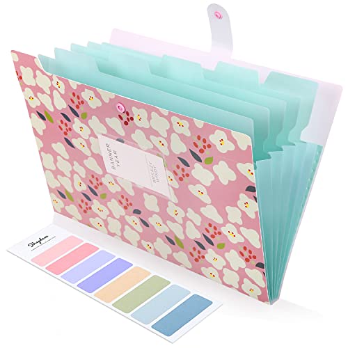 SKYDUE Expanding File Folders with 8 lables, Floral Printed Accordion Document Folder Organizer US Letter Size