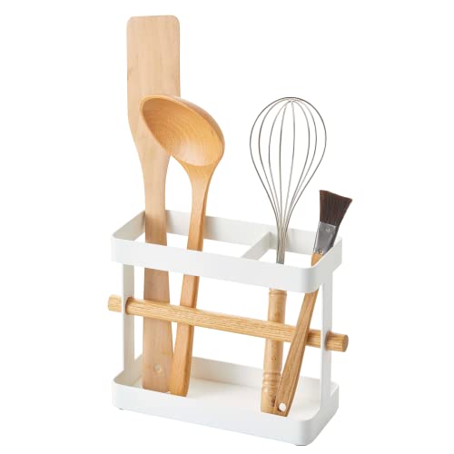 Yamazaki Home Wide Tool Stand-Kitchen Utensil Holder, Cooking Storage Organizer, One Size, White