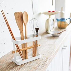 Yamazaki Home Wide Tool Stand-Kitchen Utensil Holder, Cooking Storage Organizer, One Size, White