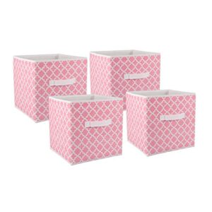 dii non woven polyester storage bin, pink sorbet, small set of 4