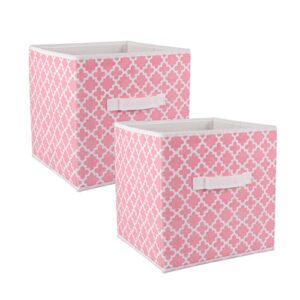 dii non woven polyester storage bin, pink sorbet, small set of 2