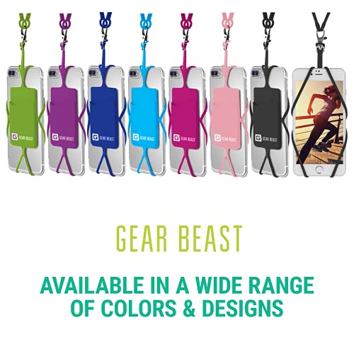 Gear Beast Cell Phone Lanyard - Neck Phone Holder w/Card Pocket and Silicone Neck Strap - Compatible with Most Smartphones, Black