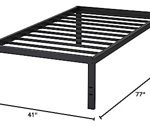 Olee Sleep 18inch Tall Steel Slat / Non-slip Support S-3500 High Profile Platform Bed Frame, Twin