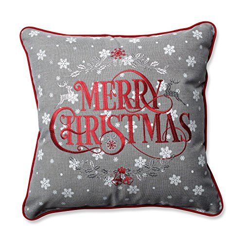 Pillow Perfect Snowy Christmas Grey-Red 16.5" Throw Pillow