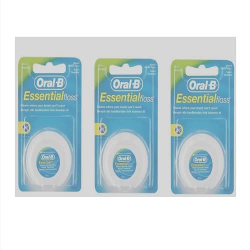 3X 50m Oral B Essential Dental Floss Waxed - Mint Waxed by