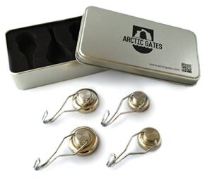 arctic strong magnetic swivel hooks with storage box, chrome steel (pack of 4)