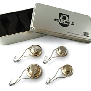 Arctic Strong Magnetic Swivel Hooks with Storage Box, Chrome Steel (Pack of 4)