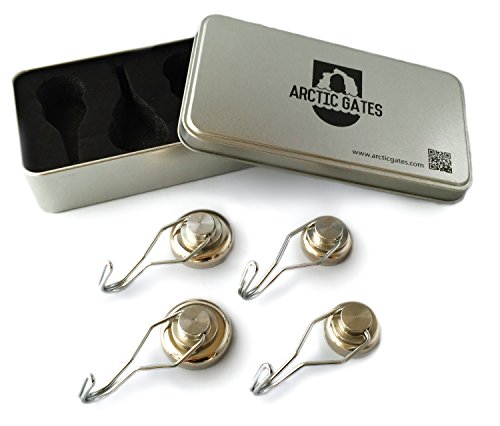 Arctic Strong Magnetic Swivel Hooks with Storage Box, Chrome Steel (Pack of 4)