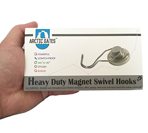 Arctic Strong Magnetic Swivel Hooks with Storage Box, Chrome Steel (Pack of 4)