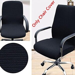 Trycooling Modern Simplism Style Chair Covers Cotton Office Computer Stretchable Rotating Chair Cover (Large, Black)