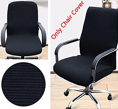 Trycooling Modern Simplism Style Chair Covers Cotton Office Computer Stretchable Rotating Chair Cover (Large, Black)