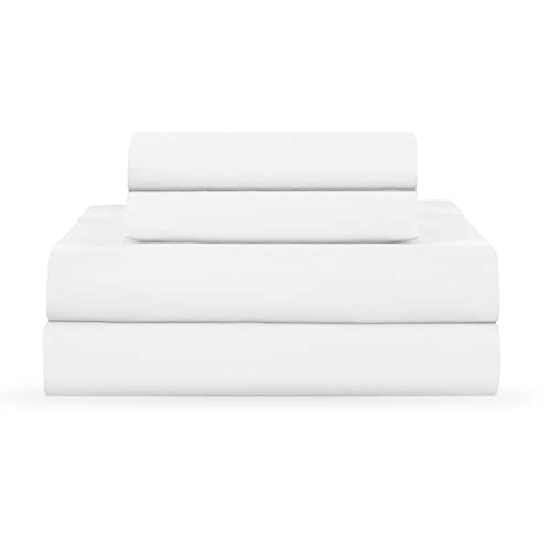 Martex 225 Thread Count Cotton Rich Bed brushed Cotton Blend Super Soft Finish Easy Care Machine Washable Wrinkle Resistant Bedroom Guest Room 3 piece Sheet Sets, Twin XL, White