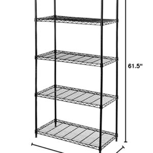 Seville Classics 5-Tier Black Epoxy Steel Wire Shelving, 30" W x 14" D x 60" H