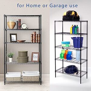 Seville Classics 5-Tier Black Epoxy Steel Wire Shelving, 30" W x 14" D x 60" H