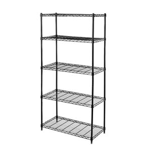 Seville Classics 5-Tier Black Epoxy Steel Wire Shelving, 30" W x 14" D x 60" H