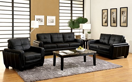 HOMES: Inside + Out Sheradome Modern Black Leatherette Sofa