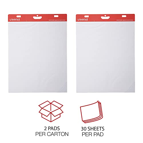 Universal UNV-35603 25 in. x 30 in. Unruled Self-Stick Easel Pad - White (30 Sheets, 2/Carton)