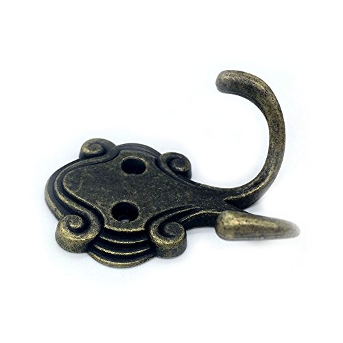 Richohome Retro Octopus Double Prong Robe Hook,Coat and Hat Hook- Pack of 10