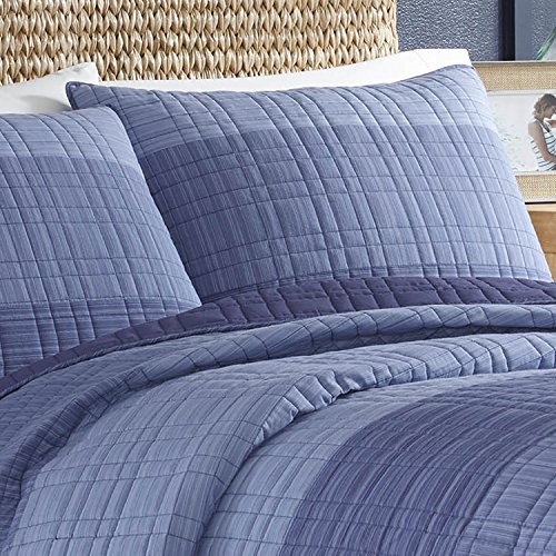 Nautica | Riverview Collection | 100% Cotton Reversible and Light-Weight Quilt Bedspread, Pre-Washed for Extra Comfort, Easy Care Machine Washable, Queen, Blue