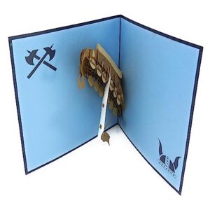 PopLife Norse Viking Ship 3D Pop Up Card for All Occasions - Happy Anniversary Pop Up Father's Day Card, Pop Up Birthday Card for Men, Retirement Card - for Dad, for Husband, for Son, for Grandpa