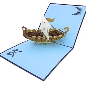 PopLife Norse Viking Ship 3D Pop Up Card for All Occasions - Happy Anniversary Pop Up Father's Day Card, Pop Up Birthday Card for Men, Retirement Card - for Dad, for Husband, for Son, for Grandpa