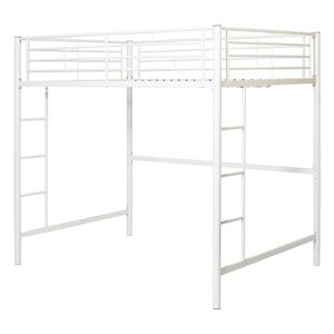 walker edison timothee urban industrial metal double over loft bunk bed, full double, white