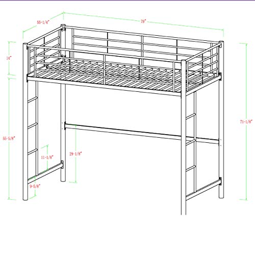 Walker Edison Timothee Urban Industrial Metal Double over Loft Bunk Bed, Full Double, White