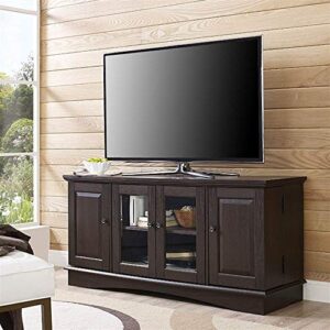 walker edison traditional wood universal tv stand with storage cabinets for tv's up to 65" living room entertainment center, 44 inch, espresso brown