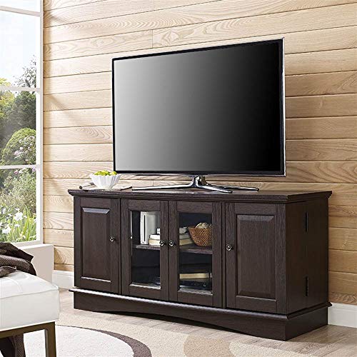 Walker Edison Traditional Wood Universal TV Stand with Storage Cabinets for TV's up to 65" Living Room Entertainment Center, 44 Inch, Espresso Brown