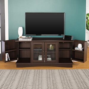 Walker Edison Traditional Wood Universal TV Stand with Storage Cabinets for TV's up to 65" Living Room Entertainment Center, 44 Inch, Espresso Brown