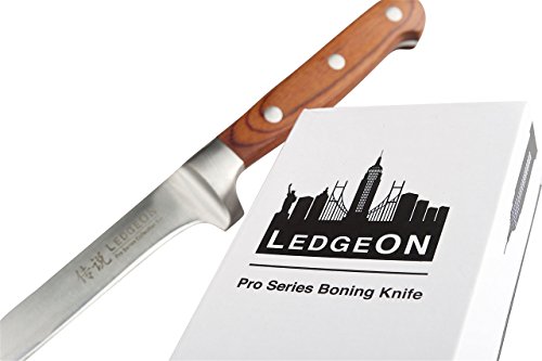 LedgeON 6" Professional Boning Knife - Pro Series - High Carbon Stainless Steel Blade - Wood Handle
