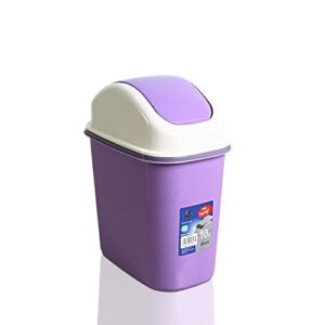 ouud plastic swing-top waste can trash can with swing lid, 2.2 gallon /10l (purple)