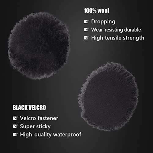 Wool Polishing Buffing Pad, SPTA 6 Pcs 6 Inch 150mm Polishing Buffing Wheel for Drill Buffer Attachment with 5/8"-11 Drill Adapter Compound Cutting & Polishing for Car Polisher