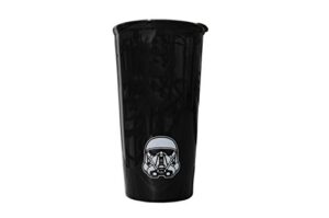 collectible star wars rogue one travel mug with plastic lid - ceramic container for hot coffee, tea, cocoa - death trooper character design - licensed disney item