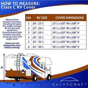 SavvyCraft Upgraded Class C RV Cover, Breathable Waterproof Tear-Resistant Class C Motorhome Cover Fits 23ft-26ft Long Class C RV