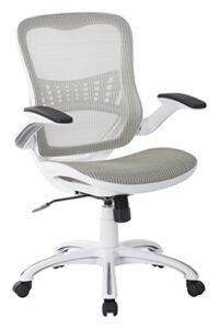 office star ventilated manager's office desk chair with breathable mesh seat and back, white base, white
