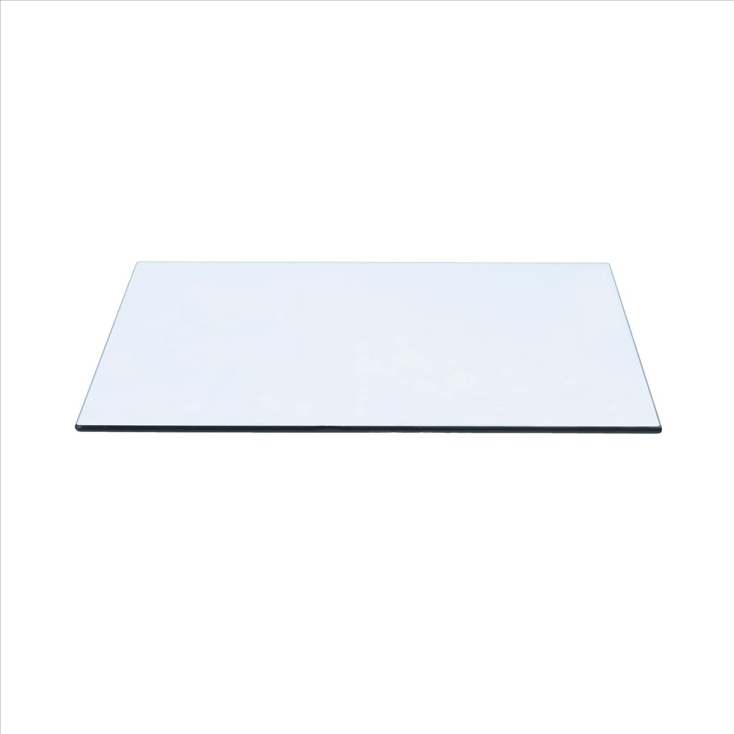 16" x 36" Rectangle Clear Tempered Glass Table Top 3/8" Thick - Flat Polish Edge