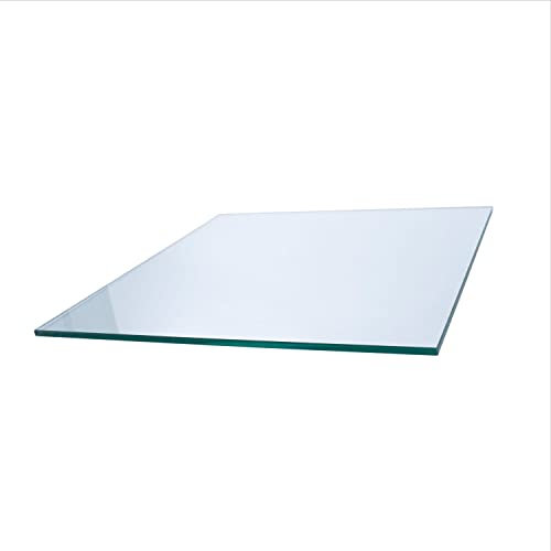 27" Square Clear Tempered Glass Table Top 3/8" Thick - Flat Polish Edge