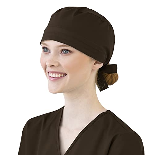 WonderWink WonderWORK Unisex Solid Scrub Cap — One Size Fits Most, Chocolate