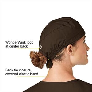 WonderWink WonderWORK Unisex Solid Scrub Cap — One Size Fits Most, Chocolate