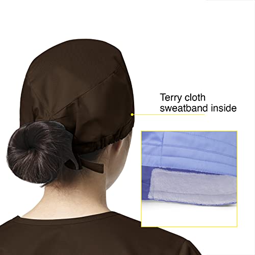 WonderWink WonderWORK Unisex Solid Scrub Cap — One Size Fits Most, Chocolate