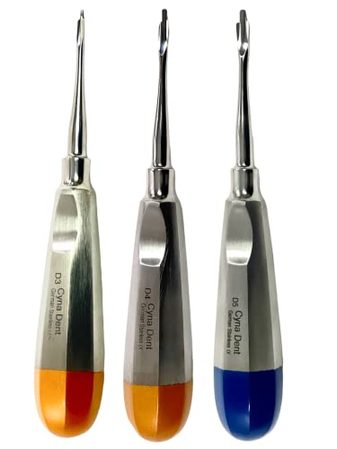 New German Stainless Set of 3 LUXATING PERIOTOMES Dental ATRAUMATIC EXTRACTING Elevators 3MM 4MM 5MM