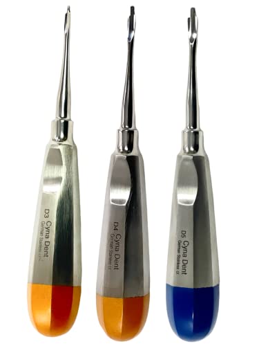 New German Stainless Set of 3 LUXATING PERIOTOMES Dental ATRAUMATIC EXTRACTING Elevators 3MM 4MM 5MM