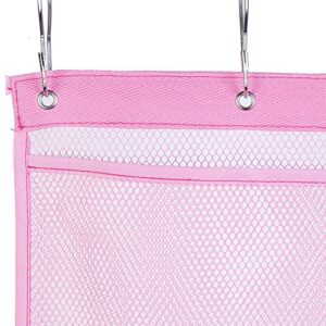 ALYER 6 Storage Pockets Hanging Mesh Shower Caddy,Space Saving Bathroom Accessories and Quick Dry Bath Organizer,Pink