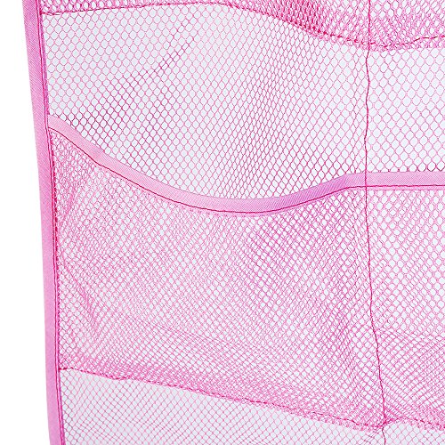 ALYER 6 Storage Pockets Hanging Mesh Shower Caddy,Space Saving Bathroom Accessories and Quick Dry Bath Organizer,Pink