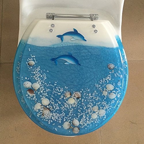 Heavy duty Dolphin Aquarium Round Toilet Seats with Cover Acrylic Seats.("17 Inch)